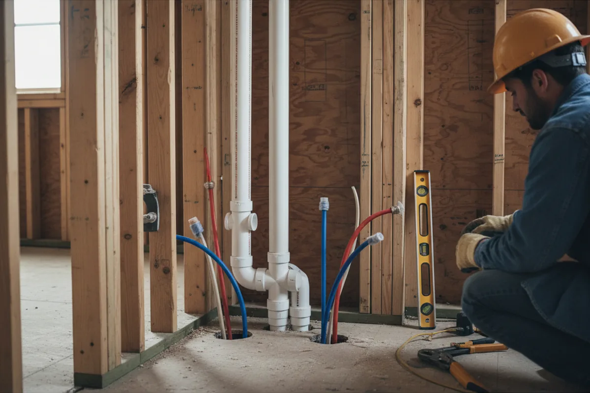 Drain and supply rough-in during Drain Cleaning in Basking Ridge