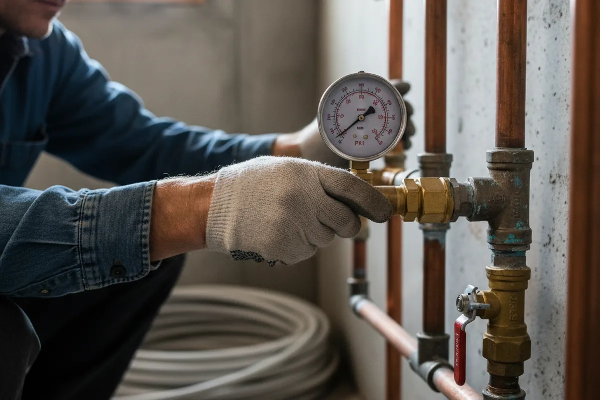 Pressure testing a repaired line during Water Line Repair in Basking Ridge